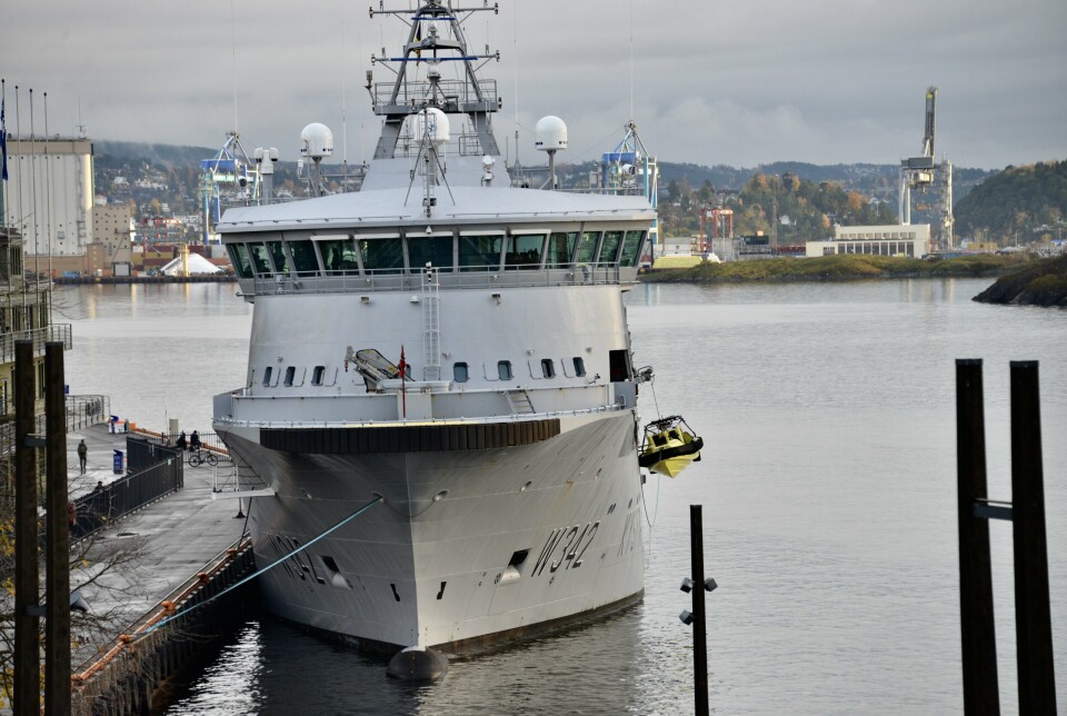 GJESTET HOVEDSTADEN: 25. oktober 2022 var KV Sortland fortøyd ved Akershus festning i Oslo. Skipet ble bygget i 2010.