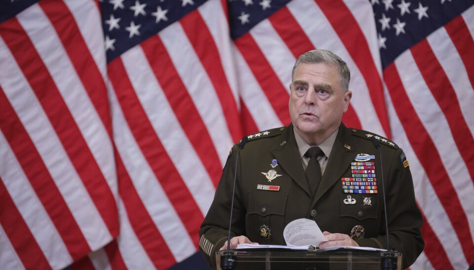 FORSVARSSJEF: General Mark Milley, her fotografert under en tidligere pressekonferanse.