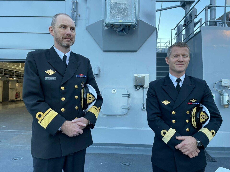 NY ARBEIDSHEST: Sjøforsvarets sjef Rune Andersen og Kystvaktens sjef Oliver Berdal var tilstede under onsdagens markering.