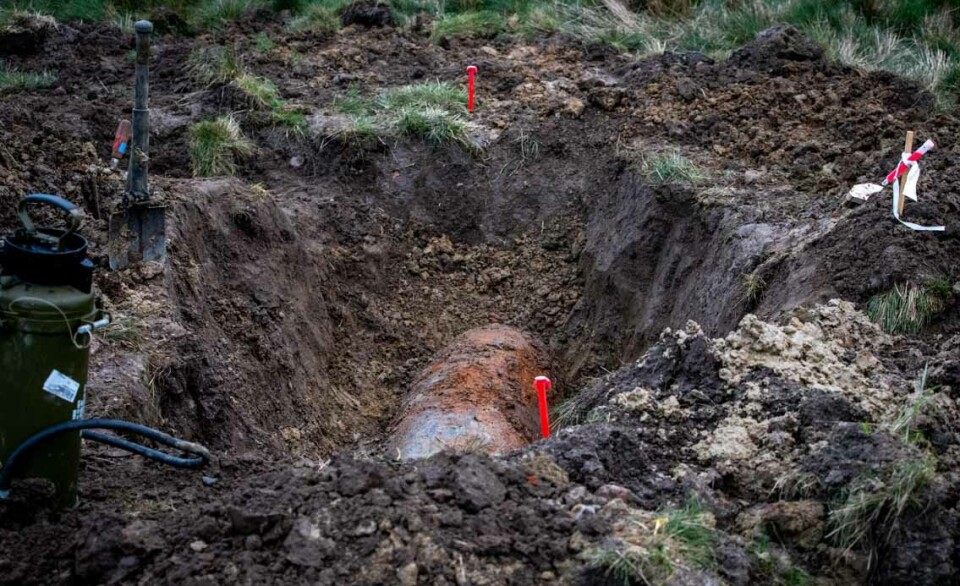 BRITISK BOMBE: De to bombene som ble funnet stammet fra et britisk bombefly og hver av bombene hadde en vekt på rundt 500 kilo.