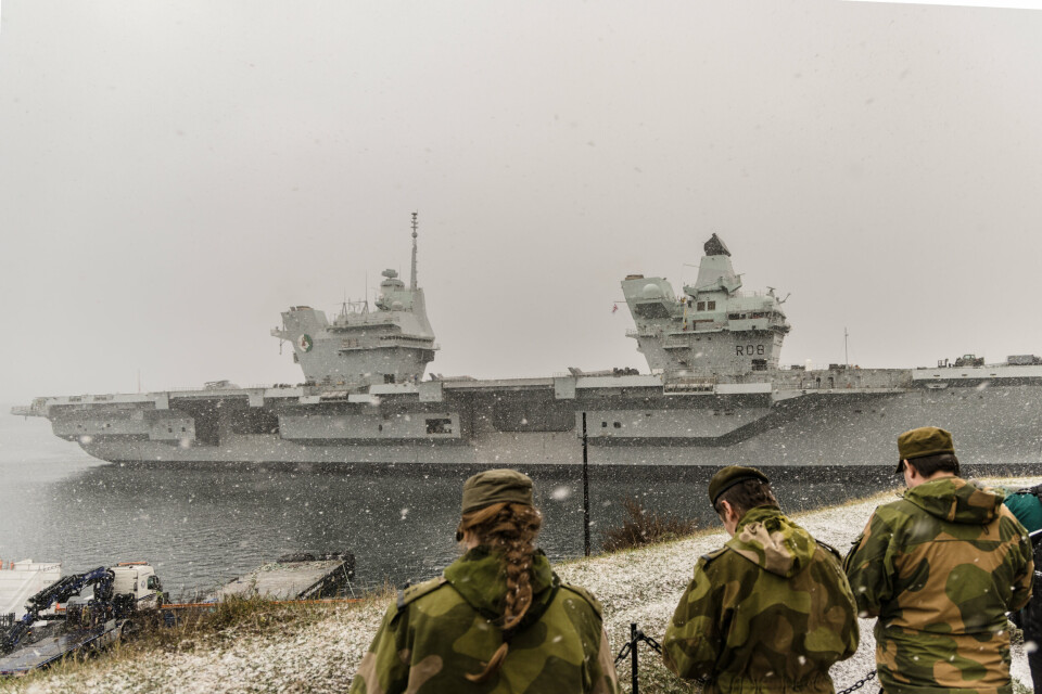 AKERSHUSKAIA: HMS Queen Elizabeth besøker Norge for aller første gang. Anledningen er en britisk militæroperasjon i Nord-Atlanteren.