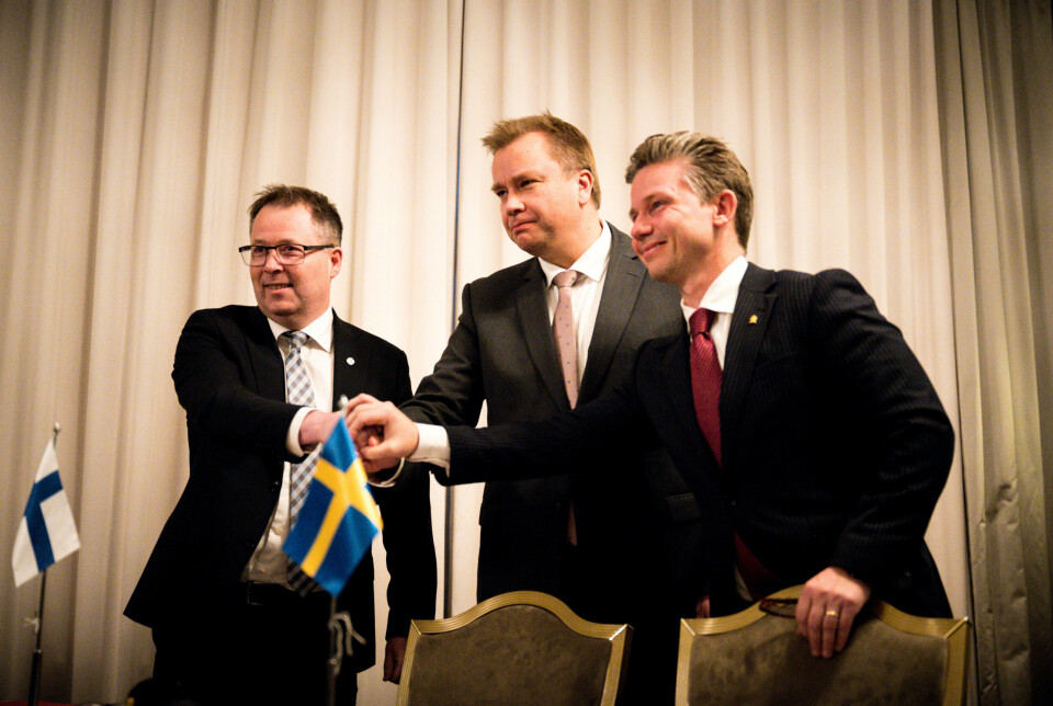TAKK: Både den finske og svenske forsvarsministeren takket for samarbeidet, og at Norge har hatt formannskapet i Nordefco i 2022, og nå overlater ledelsen til Sverige.