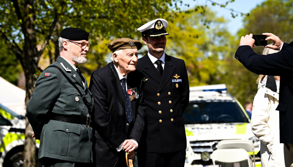 VETERAN: Krigsveteranen August Rathke på årets markering av veteransdagen, 8.mai på Akershus Festning.