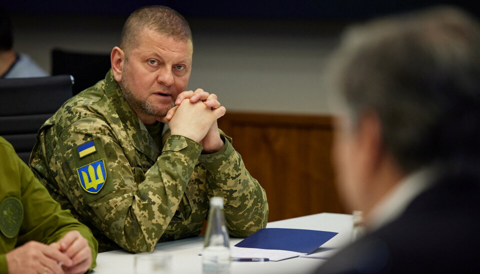 FORSVARSSJEF: Valerij Zaluzjnij i et møte med president Volodymyr Zelenskyj i Kyiv 24. april.