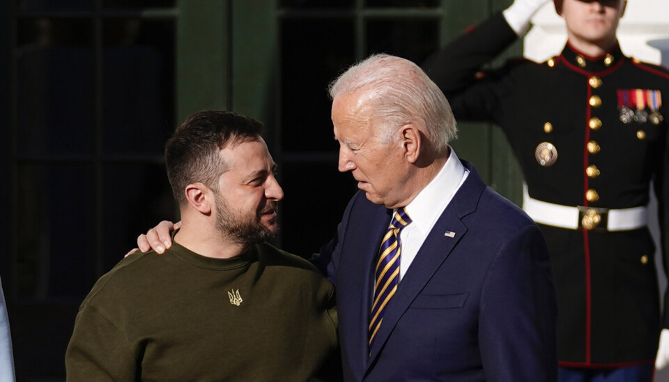 VENNER: President Joe Biden sammen med Ukrainas president Volodymyr Zelenskyj i Det hvite hus i Washington, 21. desember 2022.