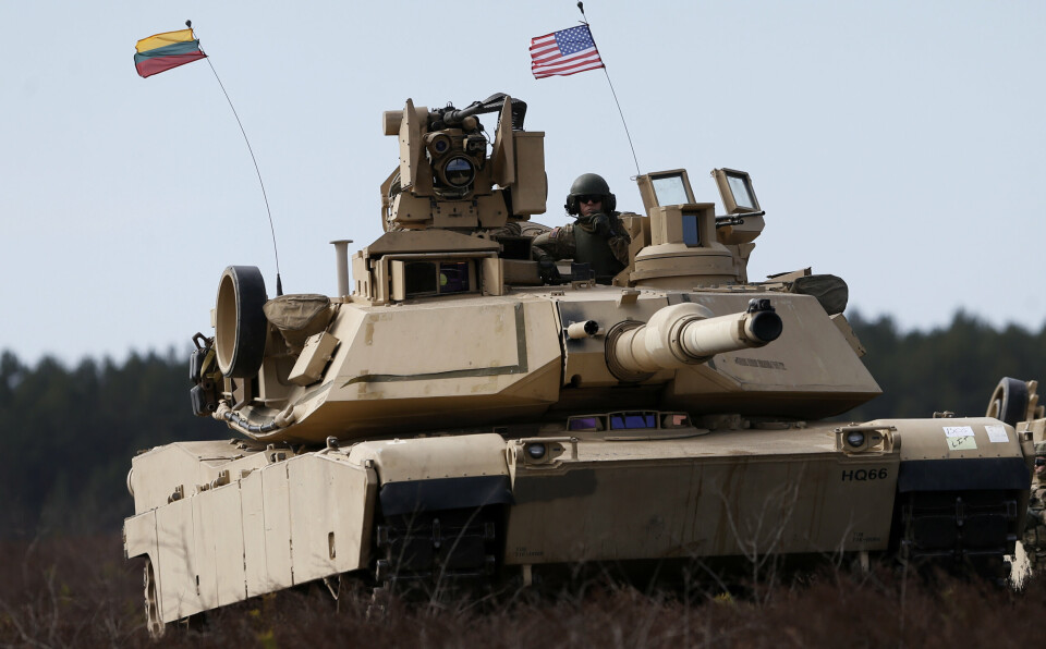 ABRAMS: Det amerikanske har brukt Abrams-stridsvogner siden 1980. Avbildet er en Abrams M1A2 fra 2nd Battalion, 1st Brigade Combat Team, 3rd Infantry Division på øvelse i Litauen i april 2015.