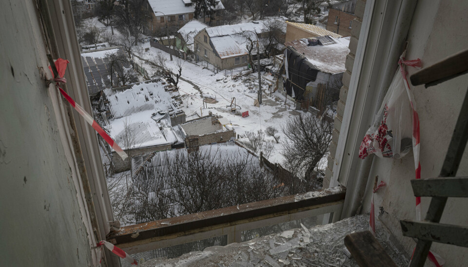 ANGREP: Bygninger som er blitt utsatt for tidligere russiske angrep i Kyiv.