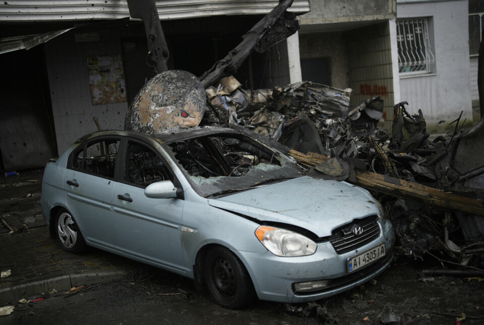 BARNEHAGE: Helikopteret styrtet ved en barnehage og en boligblokk i Kyiv-forstaden Brovary onsdag.