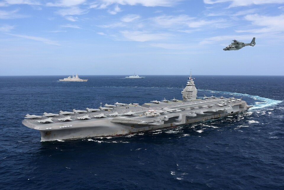 FREMTIDIG FRANSK HANGARSKIP: Naval Group, som har en lang historie med hangarskipbygging, er nå i en planleggingsfase på oppdrag fra den franske presidenten. Selskapet håper at det nye skipet skal stå klart i 2038, når hennes forgjenger Charles de Gaulle skal utfases.