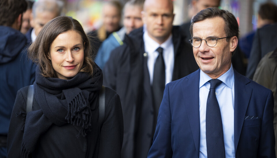 VIL INN I NATO: Finlands statsminister Sanna Marin og sveriges statsminister Ulf Kristersson.