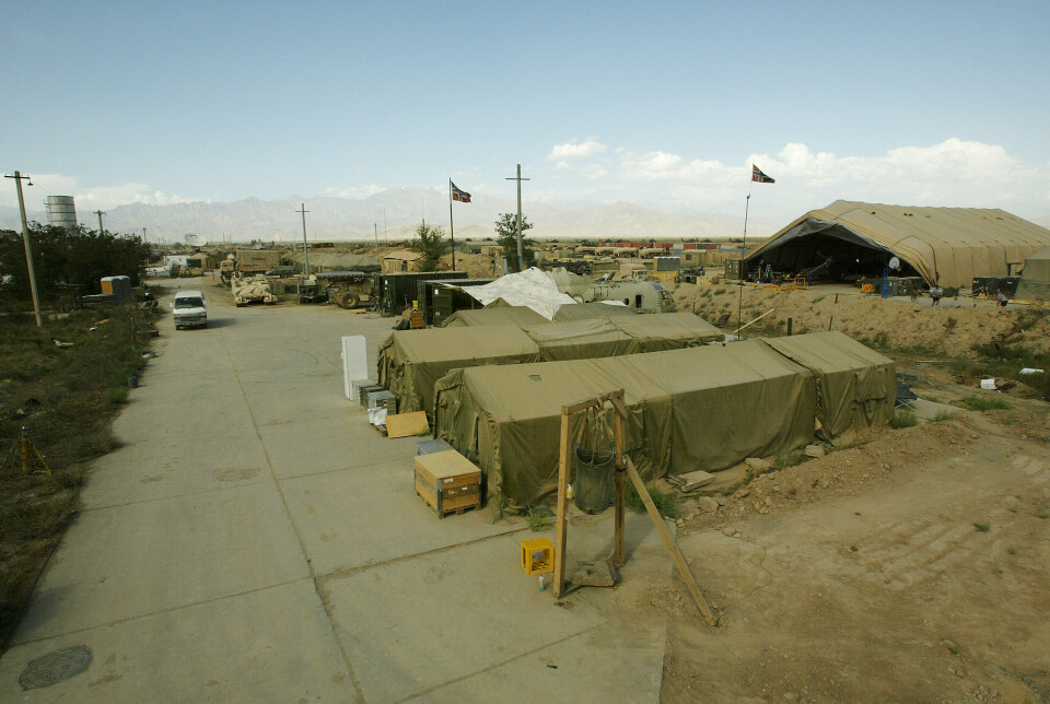 AFGHANISTAN: Teltene til norske mineryddere på Bagram flyplass i Afghanistan.