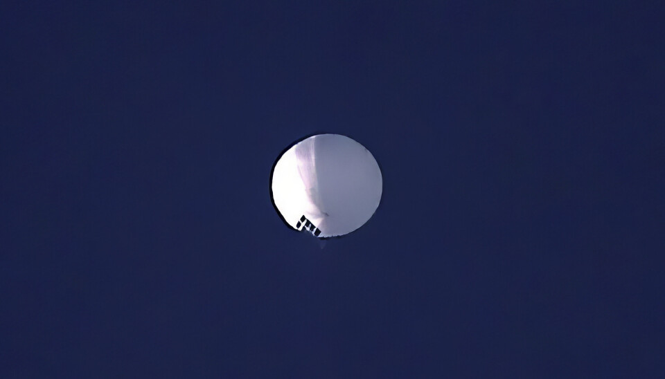 OVER MONTANA: Den mye omtalte ballongen avbildet over Billings i Montana 1. februar 2023. I helgen ble den skutt ned.