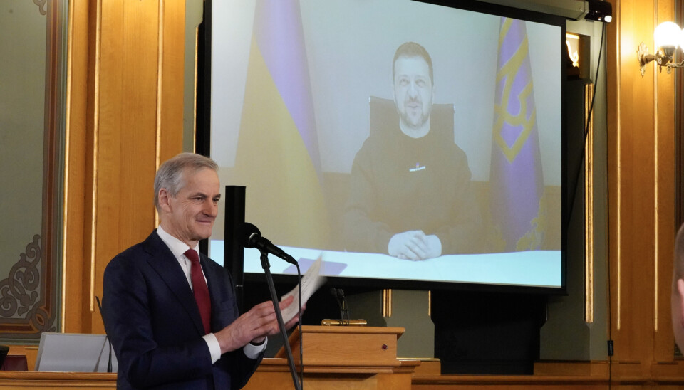 75 MILLIARDER: Statsminister Jonas Gahr Støre (Ap), regjeringen og et stort flertall på Stortinget legger fram den politiske enigheten om Ukraina-programmet i Stortinget. Ukrainas president Volodomyr Zelenskyj deltar digitalt.