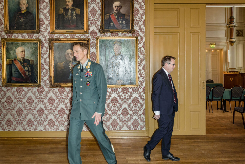 KONSTRUKTIVT: Forsvarssjef Eirik Kristoffersen og forsvarsminister Bjørn Arild Gram (Sp) etter MOST-møtet.