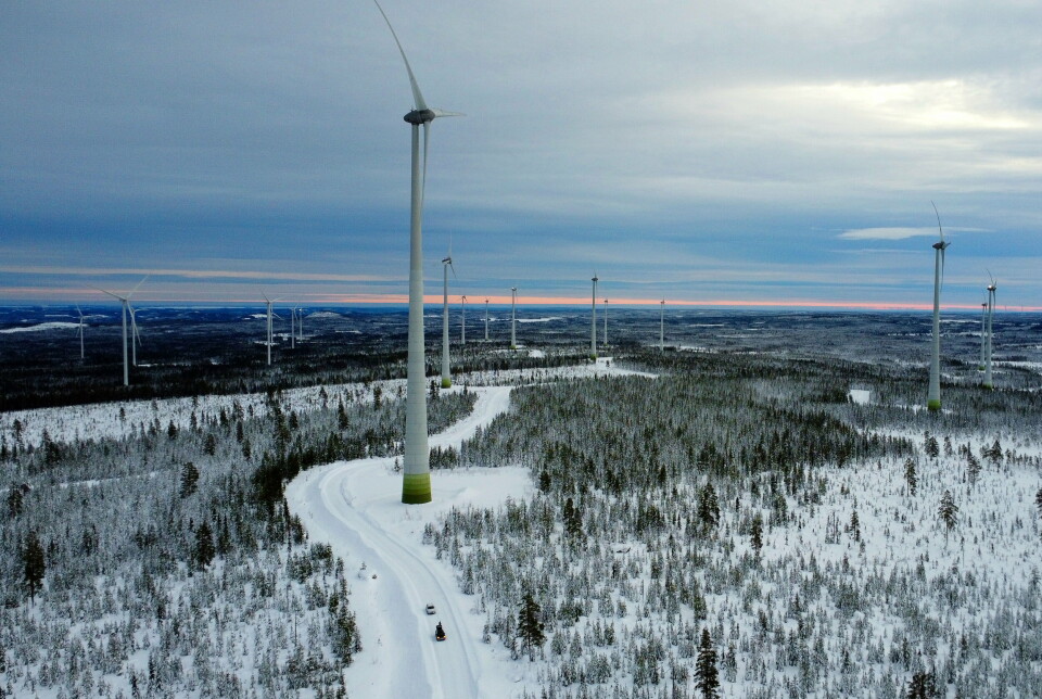 EUROPAS STØRSTE: Kina er en sentral utbygger i Markbygden vindkraftverk i Piteå, i Sverige. Parken kommer til å bli Europas største vindkraftverk når alle nesten 800 vindturbiner er ferdigstilt.