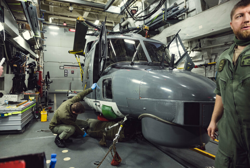 BYTTES UT: De gamle Sea Lynx-helikoptrene om bord på den tyske fregatten Mecklenburg-Vorpommern skal byttes ut med NH90-varianten Sea Tiger. NH90-viste seg å bli et mareritt for Norge.