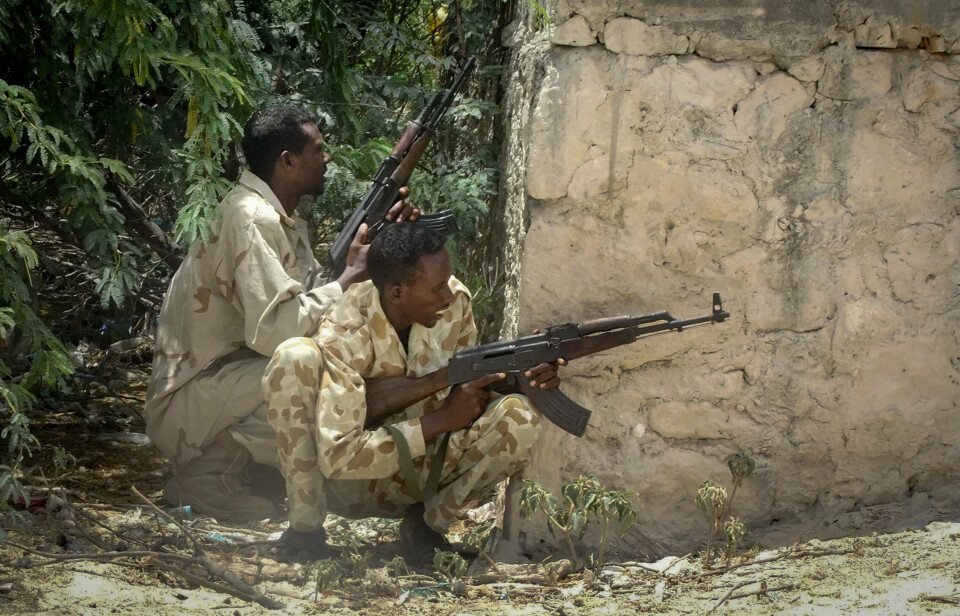 KAMPER: Somaliske regjeringssoldater under tidligere kamper med militante islamister i hovedstaden Mogadishu.