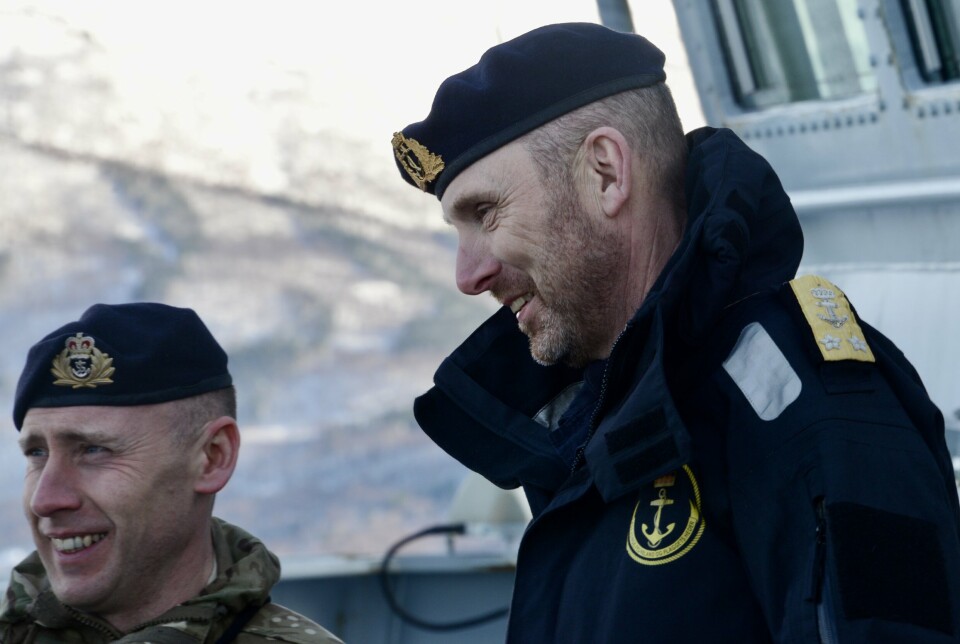 KONTREADMIRAL: Sjef for Sjøforsvaret, Rune Andersen, om bord på HMS Albion 7. mars 2023.