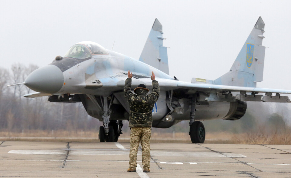 KAMPFLY: Et ukrainsk MiG-29 jagerfly på en flybase uten for Kyiv før krigens utbrudd i 2016.