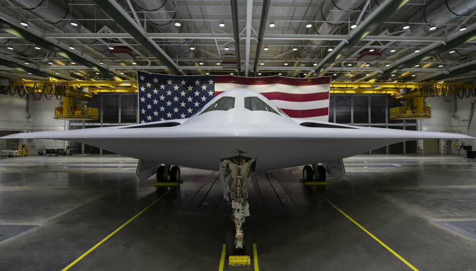 RAIDER: Bombeflyet B-21 ble avduket i California 2. desember 2022. Pentagon anser B-21 som avgjørende for USAs fremtidige luftmakt.