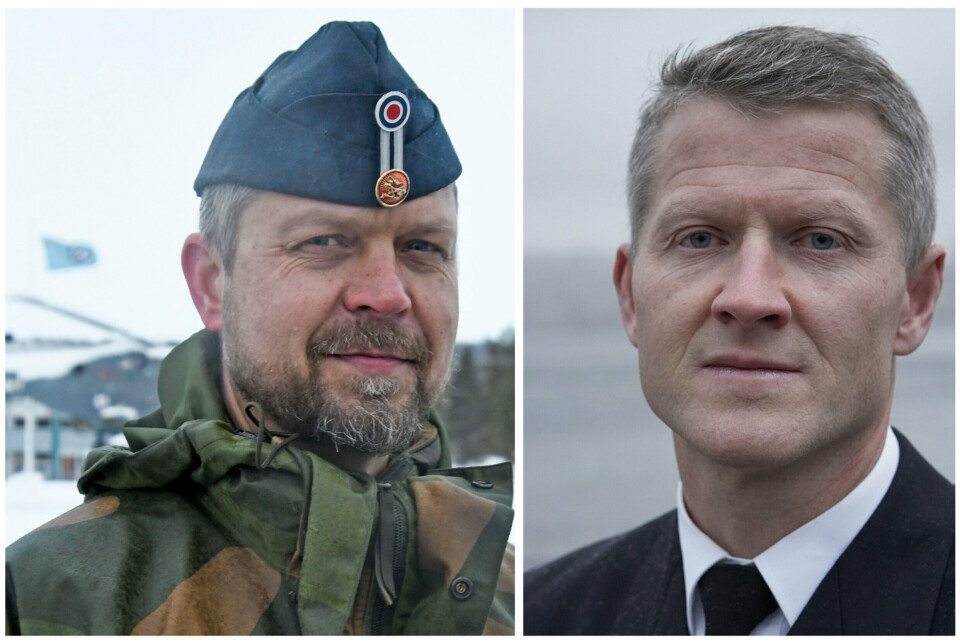 NYTT VERKTØY: Oberst Eirik Stueland ved Maritim helikopterving og flaggkommandør Oliver Berdal leder avdelinger som skal bruke det nye maritime helikopteret.