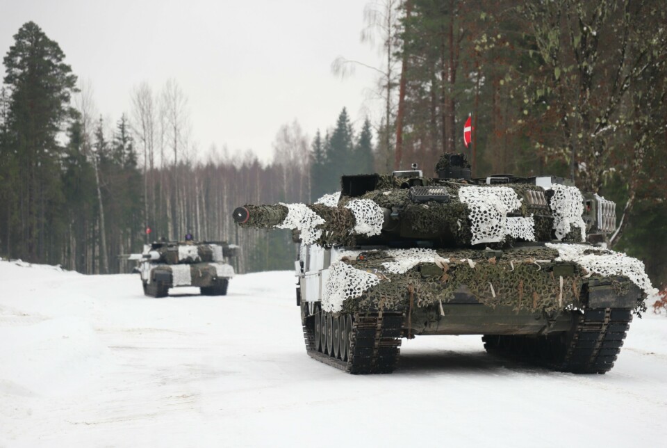 LEOPARD: Danmark har varslet at landet vil sende Leopard stridsvogner til Ukraina. Her er en dansk stridsvogn på øvelse i Estland i januar.