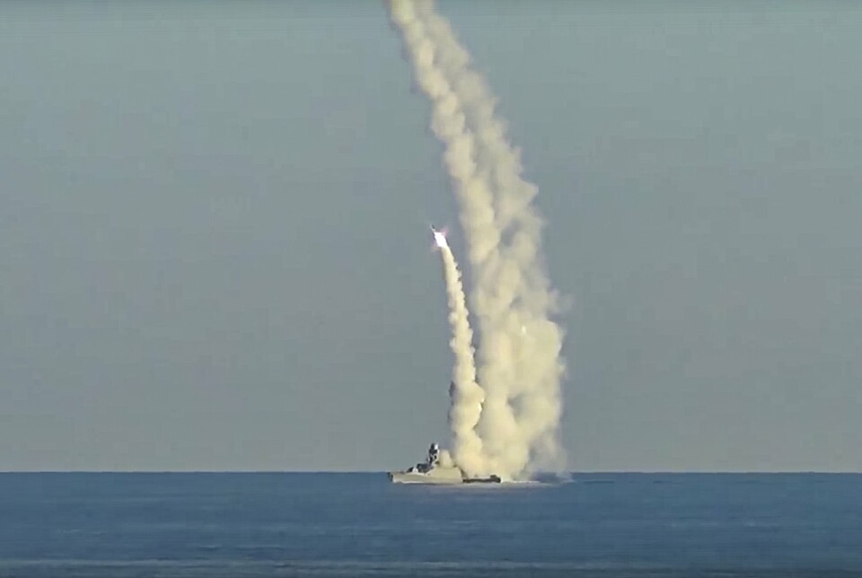 KALIBR: Et russisk Kalibr kryssermissil blir skutt ut fra et skip. Ukraina hevder å ha ødelagt kryssermissiler av denne typen.