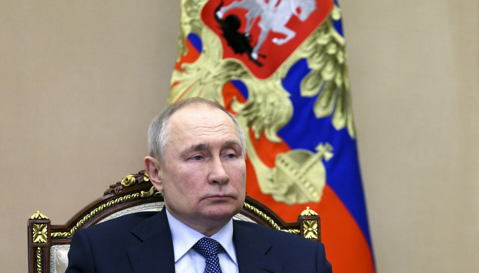 LEDET MØTE: Russlands president Vladimir Putin ledet et møte i det russiske sikkerhetsrådet i Moskva fredag.