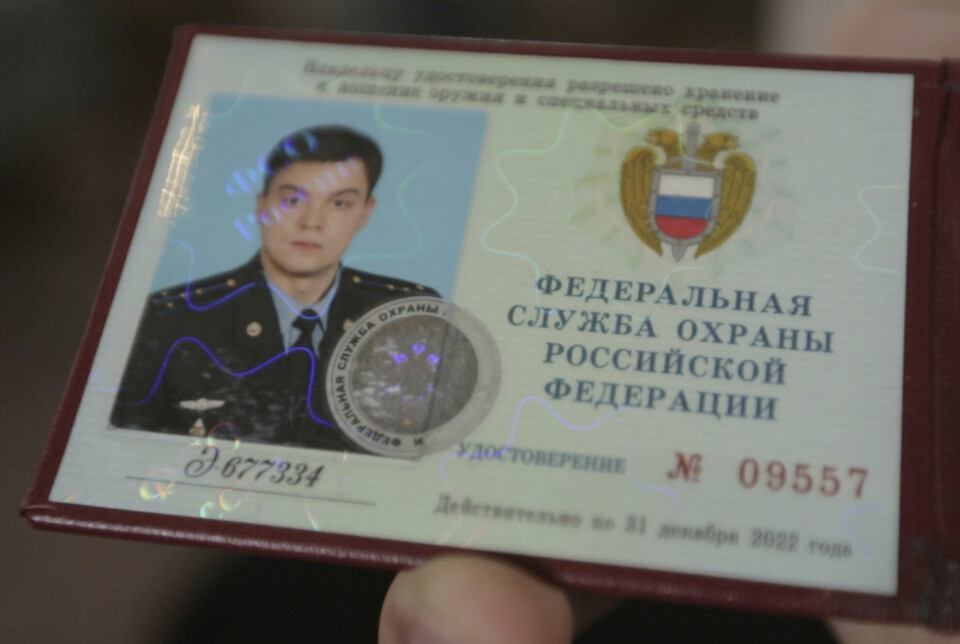 VIKTIG STILLING: Karakulovs id-kort fra Russian Federal Protective Service (FSO). Han skal ha jobbet med Putins krypterte kommunikasjon.