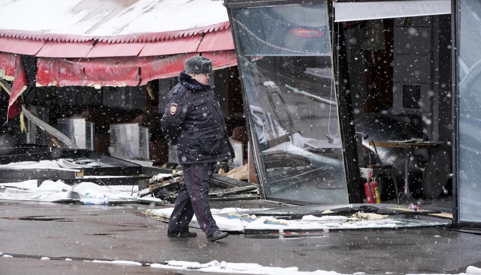 BOMBET: Street Bar kafé i St. Petersburg ble bombet søndag. 30 mennesker ble skadet, inkludert en Putin-vennlig blogger.