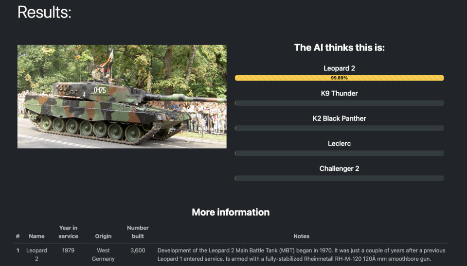 99,98 PROSENT: Slik ser det ut etter å ha lastet inn et tilfeldig bilde av Leopard 2.
