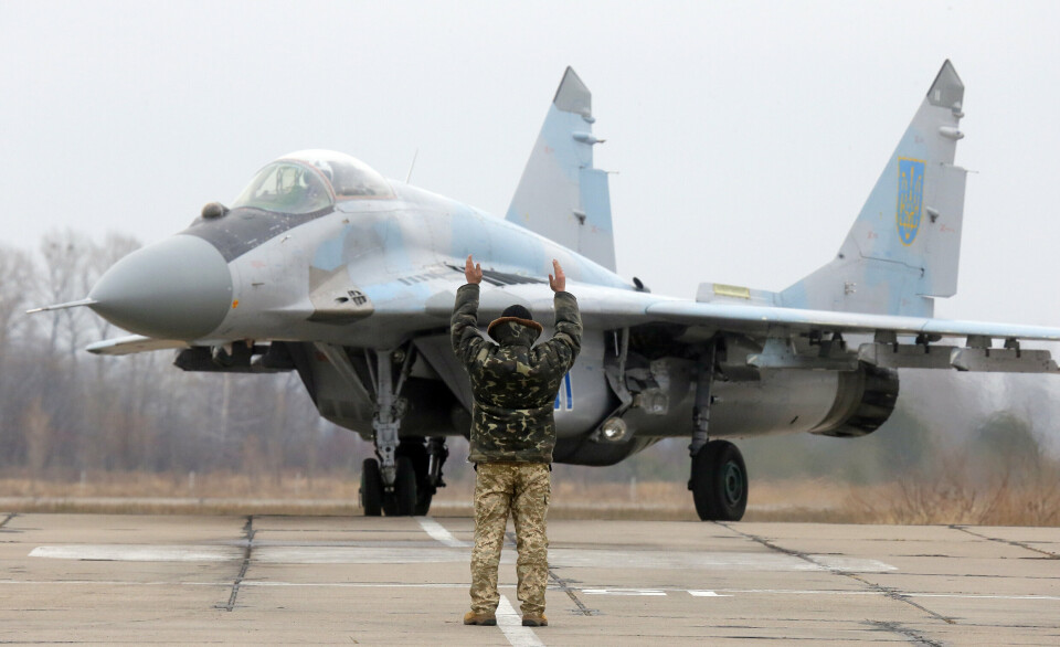 MIG-29: Et ukrainsk MiG-29 kampfly på Vasilkov luftbase utenfor Kyiv i 2016.