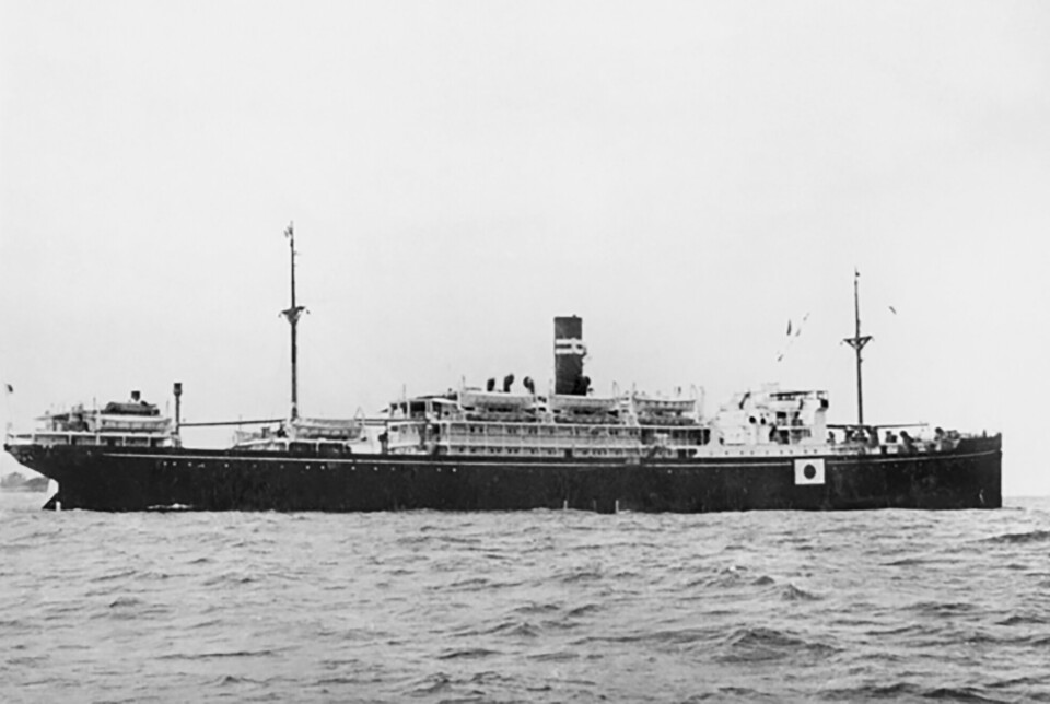 JAPANSK SKIP: Det japanske transportskipet Montevideo Maru, som ble senket i 1942. 33 nordmenn og nesten tusen australiere var om bord.