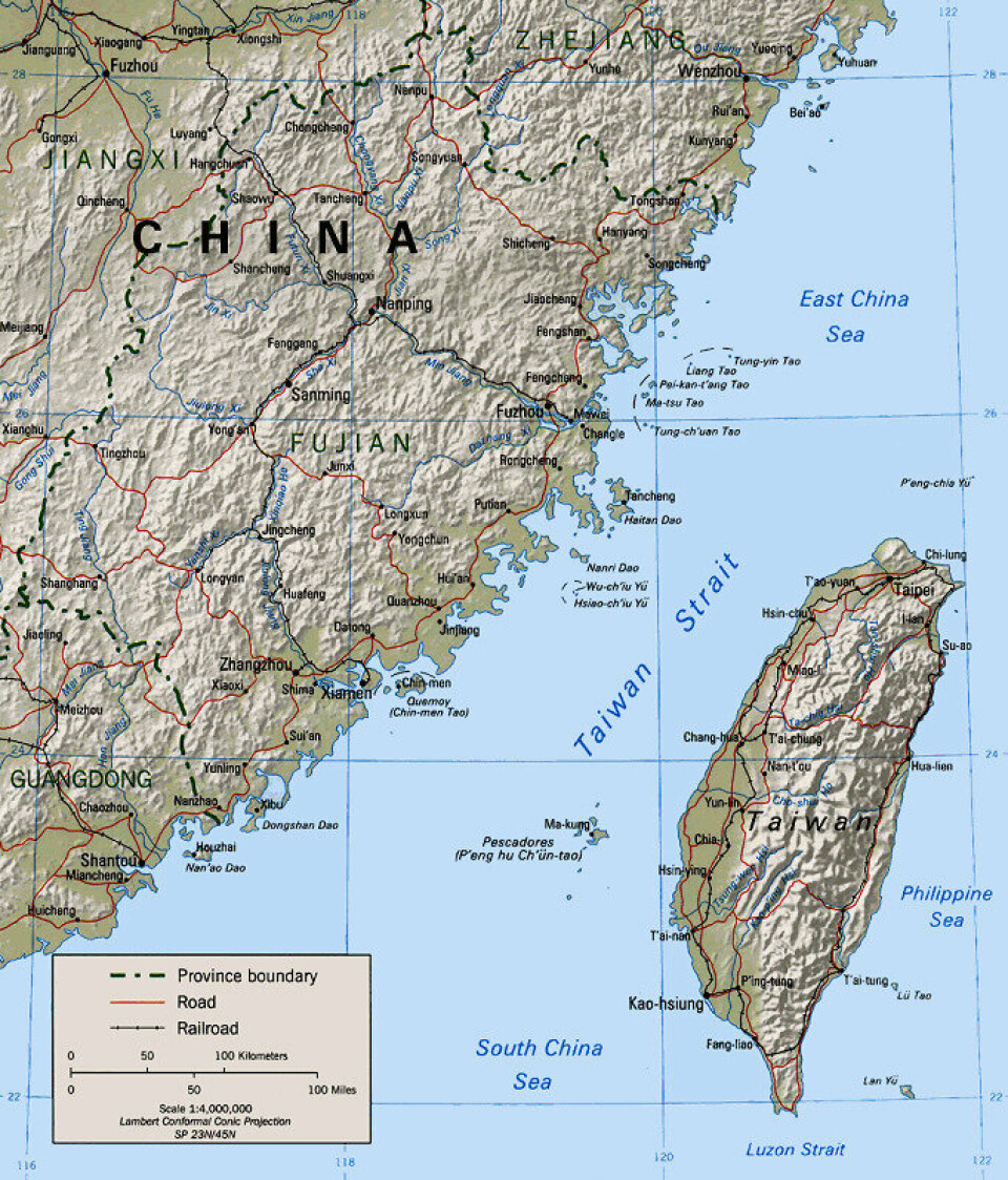 EKSPORT: Taiwan-stredet er en aktiv handelsrute.