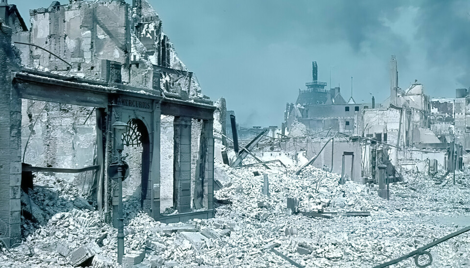 RUINER: Slik så Rotterdam ut etter Luftwaffes bombing i 1940.
