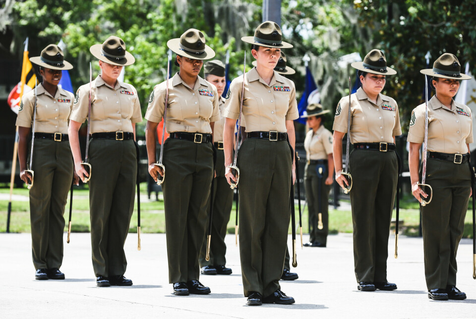 «MARINES»: Soldater fra U.S. Marine Corps 4th Recruit Training Battalion på Parris Island. Avdelingen er tradisjonelt en kvinnelig bataljon, men nå skal rekruttene blandes.