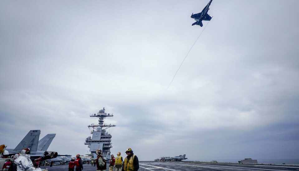 VERDENS STØRSTE: Det amerikanske hangarskipet USS Gerald R. Ford ankommer trolig hovedstaden onsdag.
