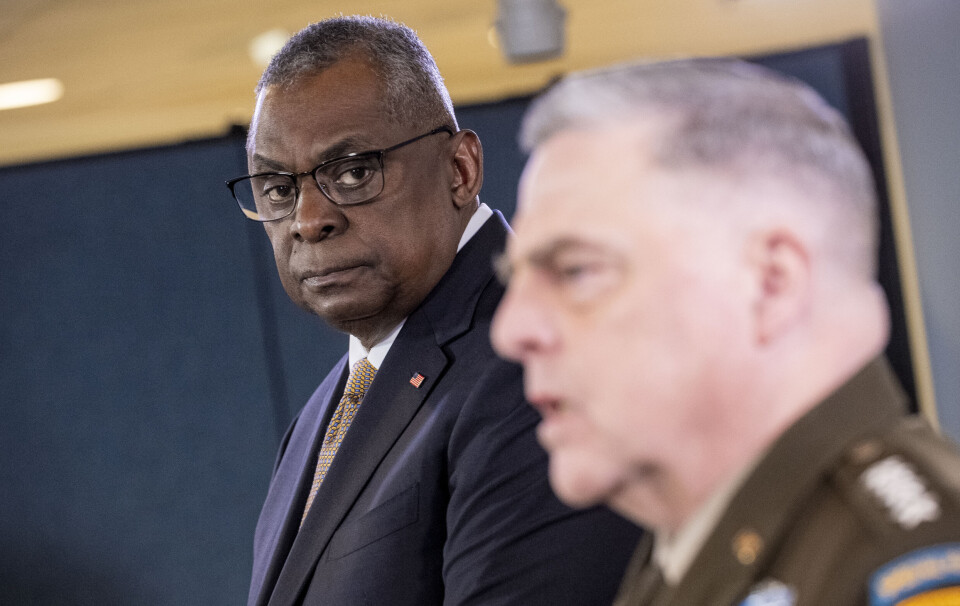 SPENNINGER: Forsvarsminister Lloyd Austin under en pressekonferanse tidligere i år.