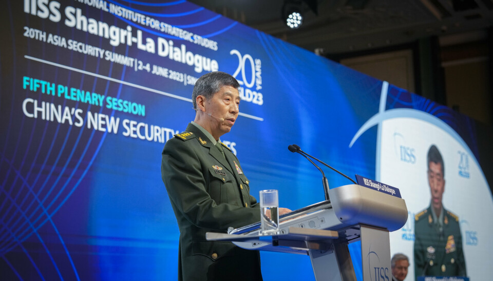 SINGAPORE: Li Shangfu talte til forsvarsmøtet Shangri-La Dialogue søndag.