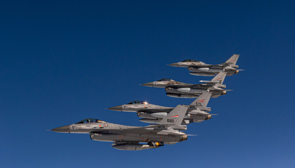 JAGERFLY: Norske F-16 fra 331 skvadron fotografert i 2021. Norske F-16 er solgt til Romania. Illustrasjonsfoto.