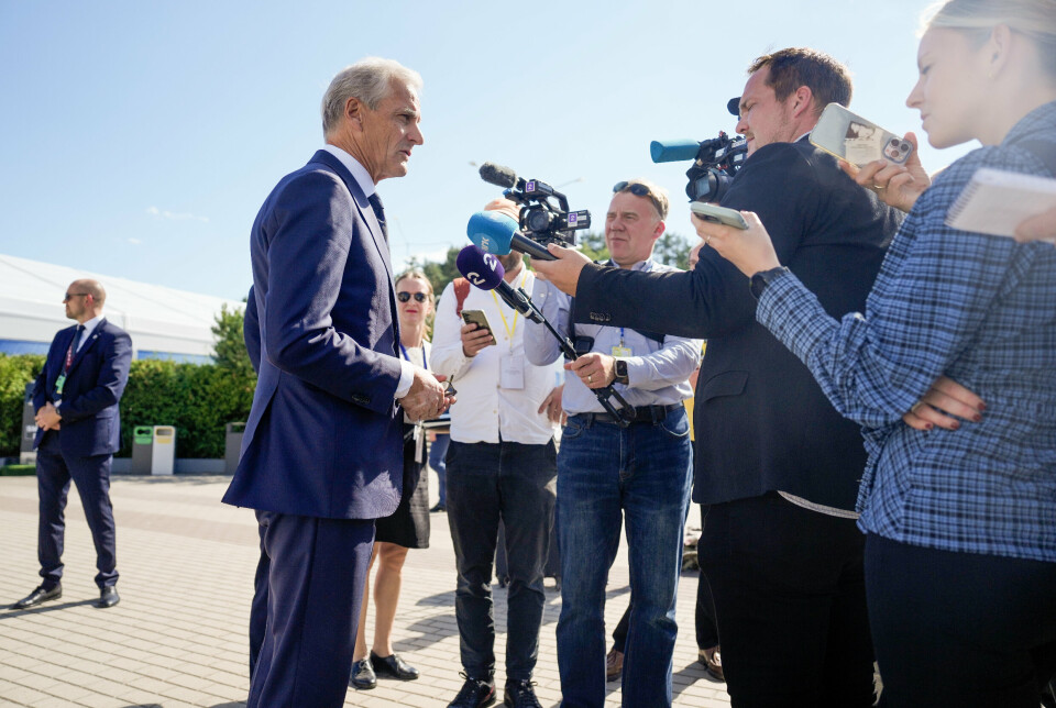 FORLENGER FLYEVAKUERING: Statsminister Jonas Gahr Støre møtte pressen på Nato-toppmøte i Vilnius onsdag ettermiddag.