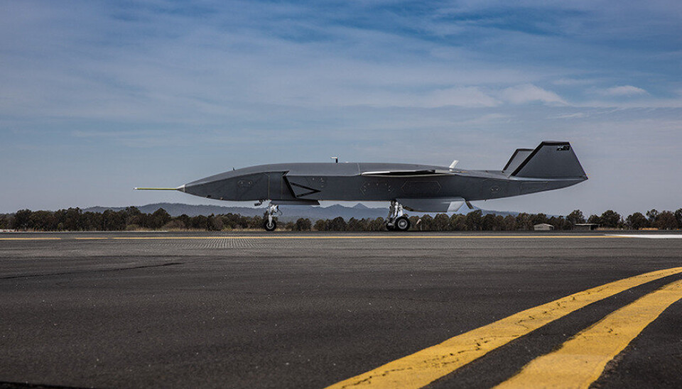 UBEMANNET: En Boeing MQ-28 Ghost Bat-drone i Australia. Det 11,7 meter lange dronen med en rekkevidde på 3700 kilometer er Boeings største investering i ubemannede flymaskiner utenfor USA. Ved hjelp av kunstig intelligens kan Ghost Bat fungere i en støttefunksjon for kampfly.