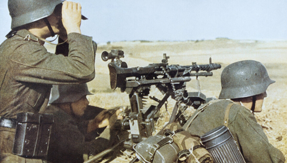 ANDRE VERDENSKRIG: Tyske infanterister med MG 34 maskingevær i Russland 1942. Illustrasjonsfoto. Foto: Wikimedia Commons