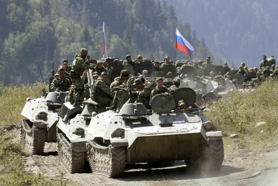 INVASJON: Russiske styrker på vei mot Nord-Ossetia 24. august 2008.