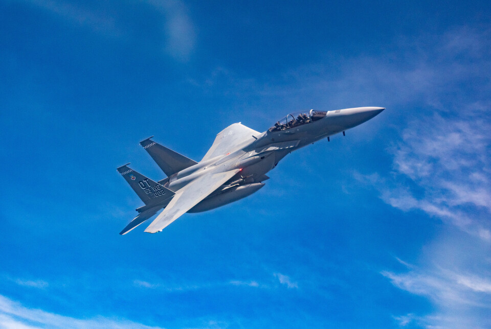 ØRNEN: F-15EX Eagle II under en testflygning på Eglin Air Force Base i FLorida 26. april 2021.