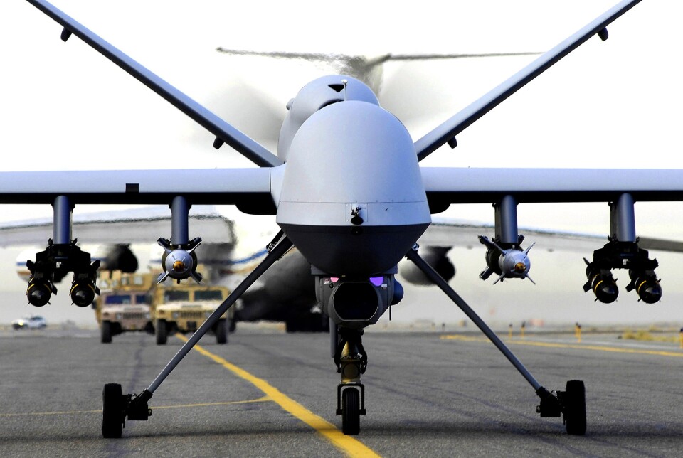 KLAR TIL STRID: En amerikansk MQ-9 Reaper-drone gjør seg klar til avgang ved en flybase i Afghanistan i 2007.