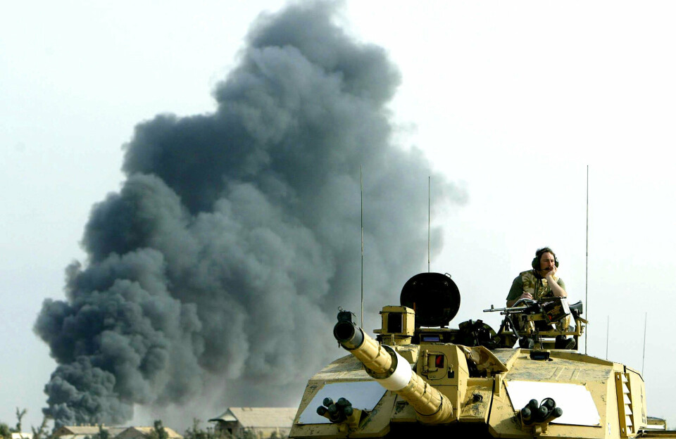 TESTET I KAMP: En britisk Challenger 2 stridsvogn i nærheten av Basra i Irak.