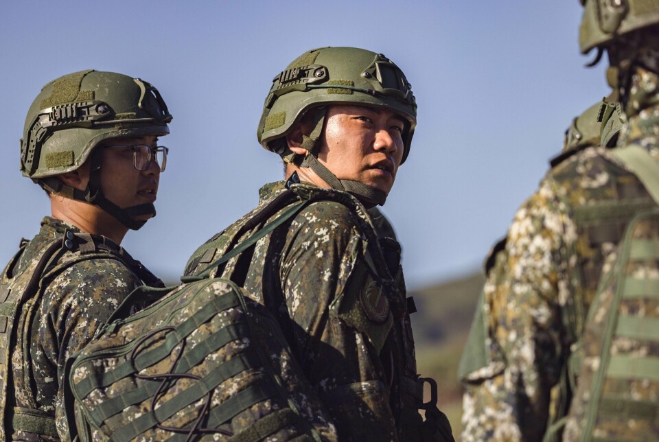 JIOUPENG: Taiwanske soldater under en øvelse i Jioupeng i juni.