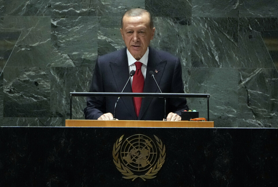 STØTTE: Tyrkias president Recep Tayyip Erdogan sa i en FN-tale tirsdag at Tyrkia støtter Aserbajdsjans inngripen.