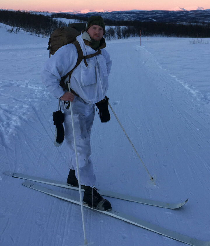 Eirik Lundby på vinterøvelse i Nord-Norge i 2014.